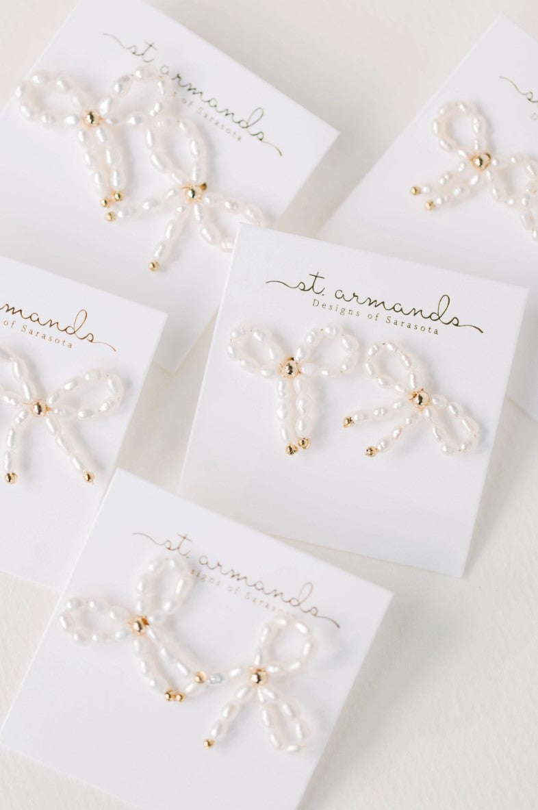 Petite Pearl Bow Earrings