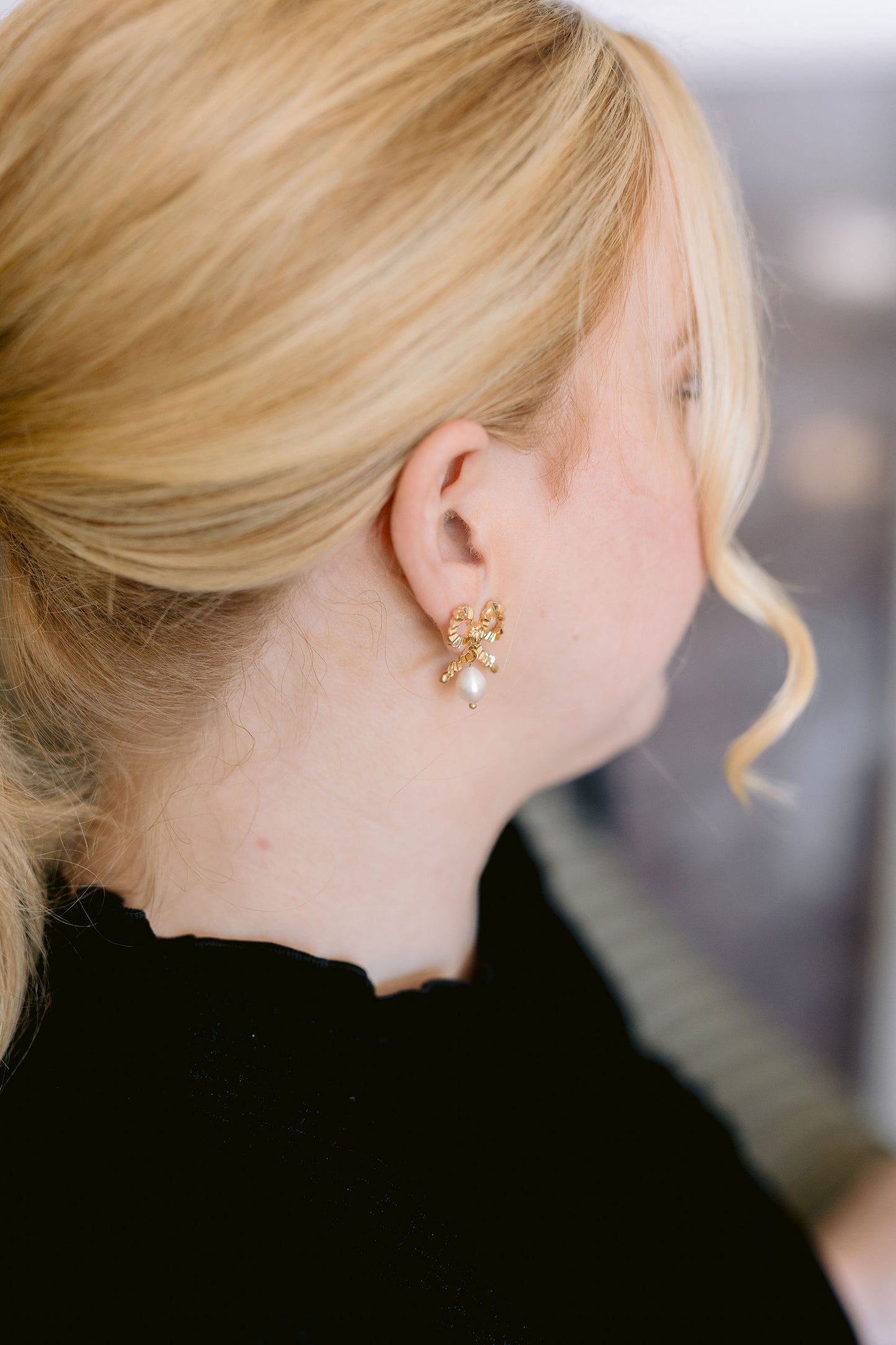 Kate Bow & Pearl Drop Earrings