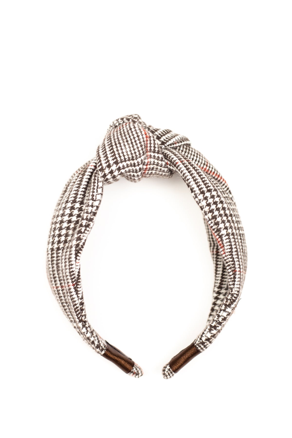 Brown Glen Check Plaid Top Knot Headband
