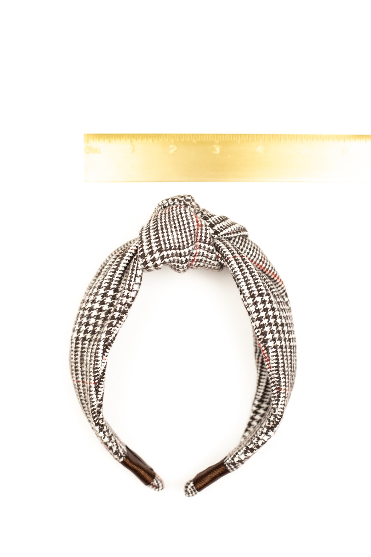 Brown Glen Check Plaid Top Knot Headband
