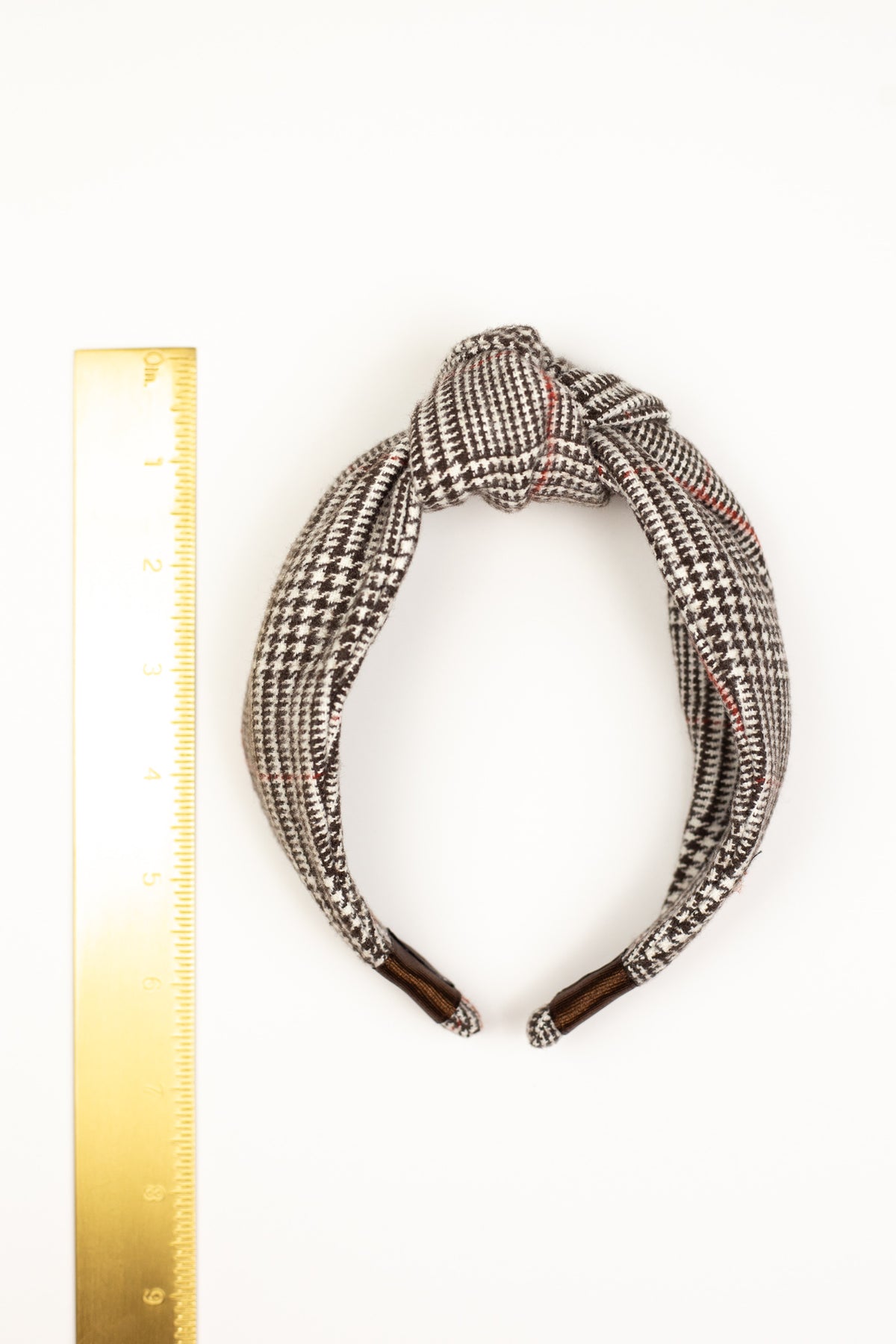 Brown Glen Check Plaid Top Knot Headband