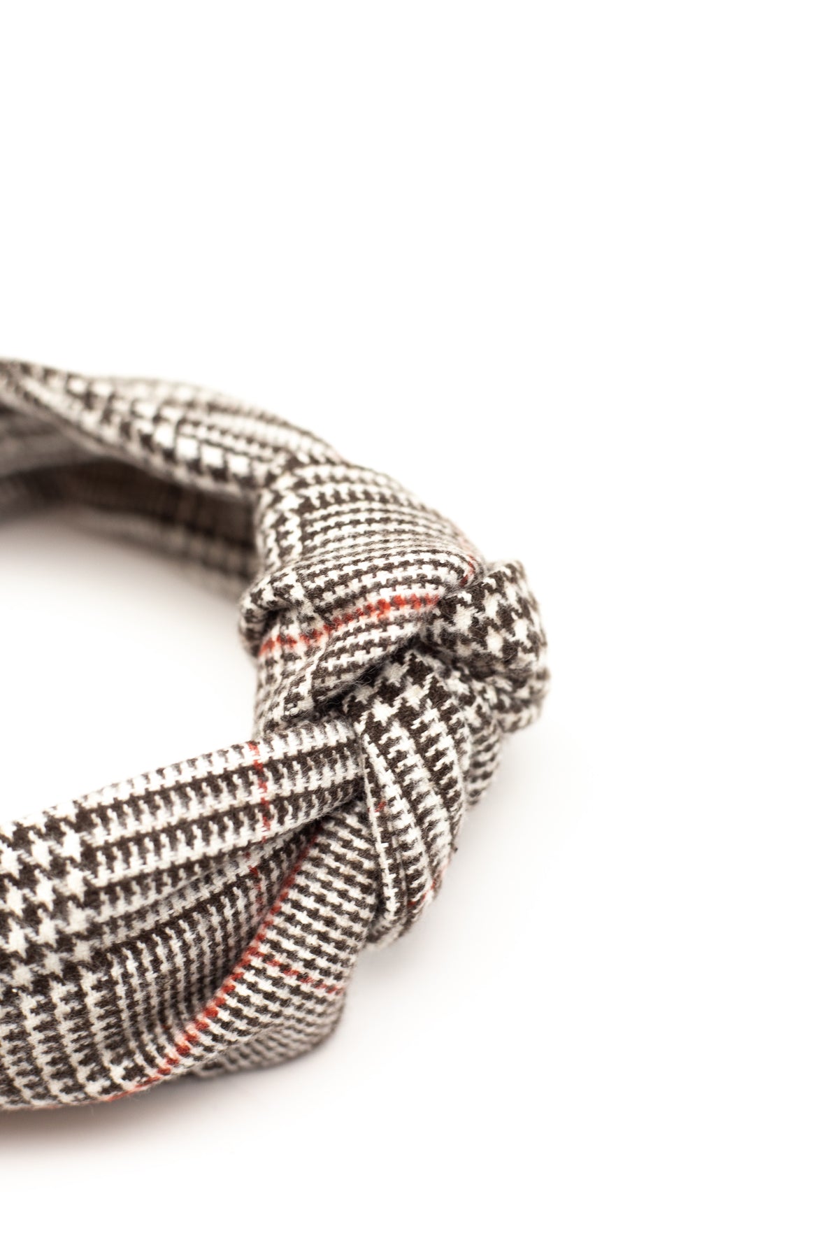 Brown Glen Check Plaid Top Knot Headband